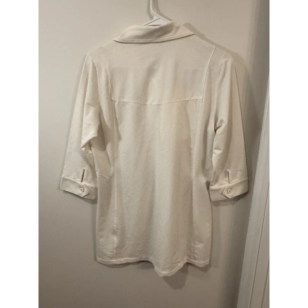 Nike Golf Women's 3/4 Sleeve Tunic Shirt Size‎ Medium White Button Up Athletic